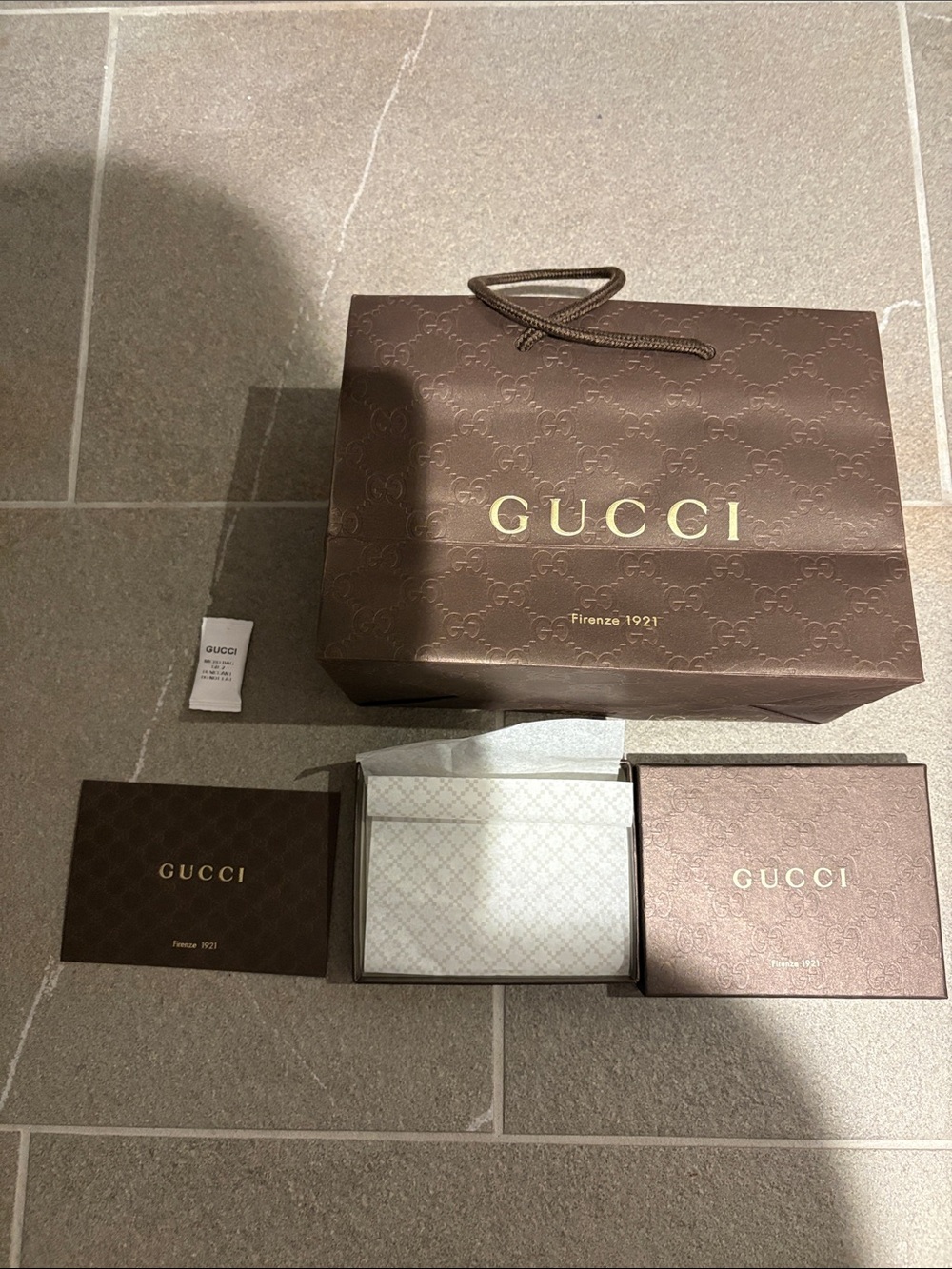 Gucci Brown Branded Gift Box and Shopping Bag Set